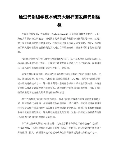 通过代谢组学技术研究大肠杆菌发酵代谢途径