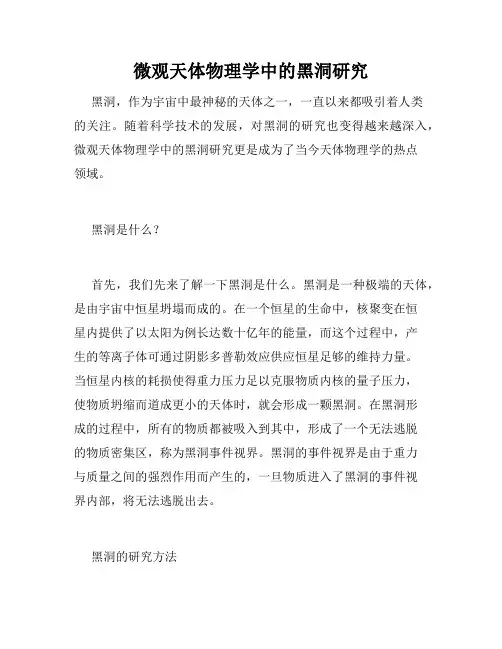 微观天体物理学中的黑洞研究