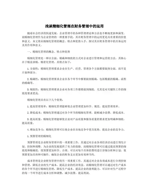 浅谈精细化管理在财务管理中的运用