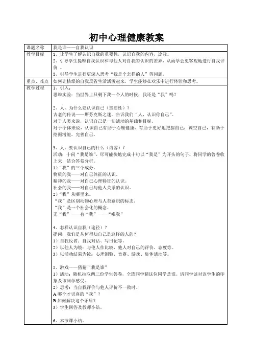 我是谁——自我认识