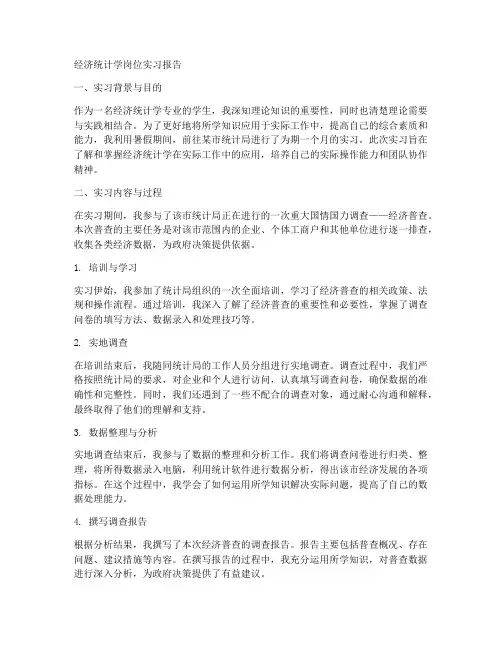 经济统计学岗位实习报告