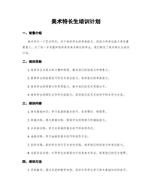 美术特长生培训计划