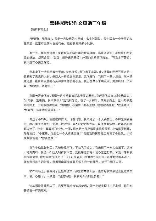 蜜蜂探险记作文童话三年级