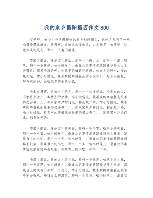 我的家乡揭阳揭西作文800