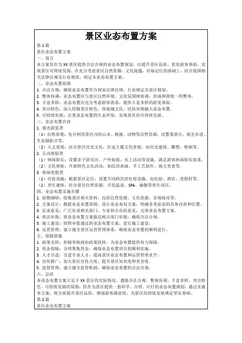 景区业态布置方案