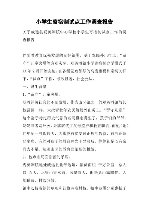 小学生寄宿制试点工作调查报告