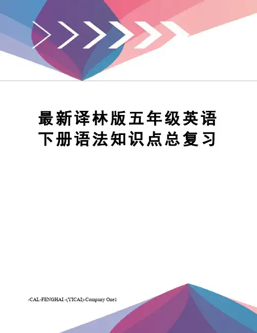 译林版五年级英语下册语法知识点总复习