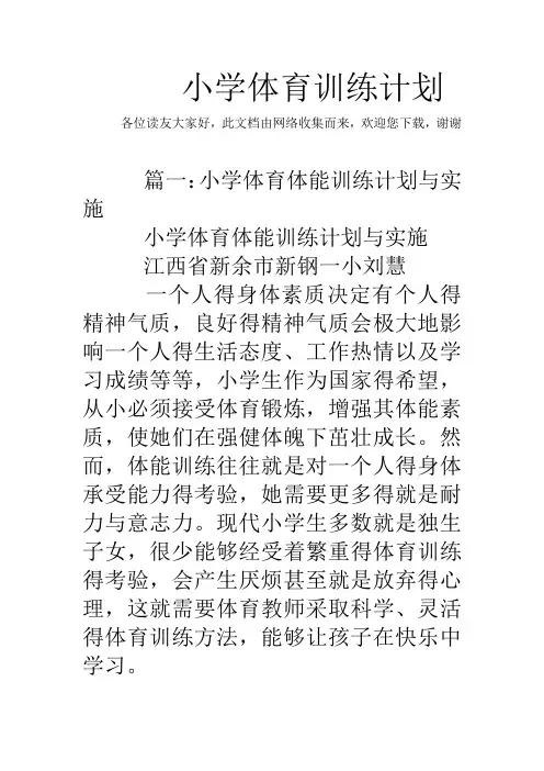 小学体育训练计划