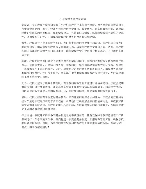 中小学财务制度发言稿