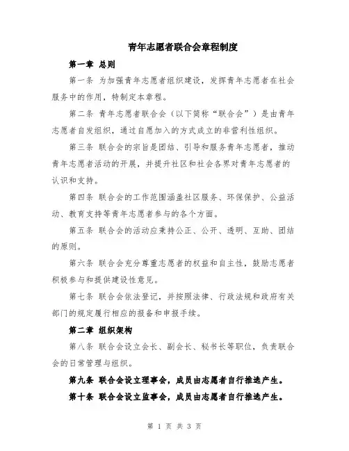 青年志愿者联合会章程制度