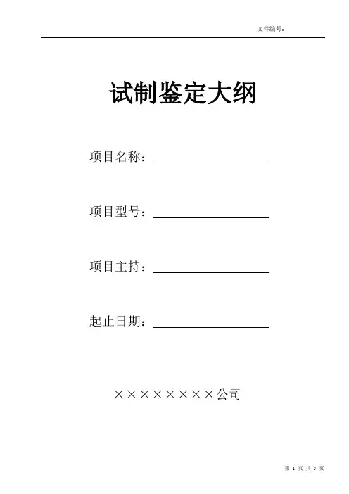 试制鉴定大纲