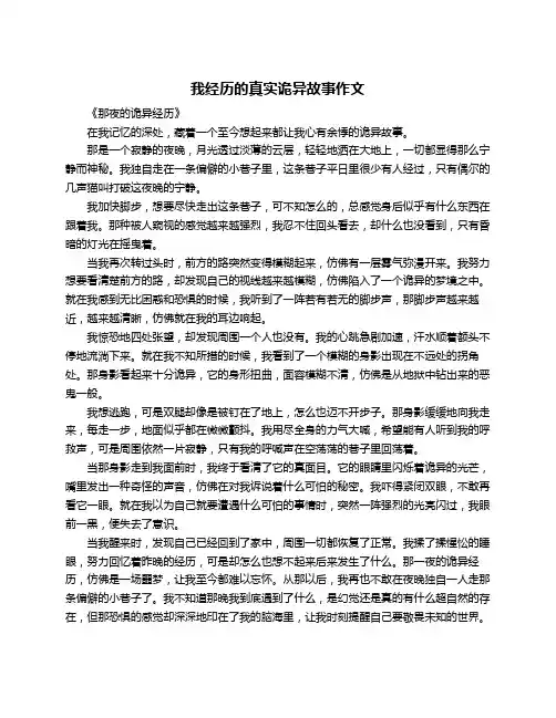 我经历的真实诡异故事作文