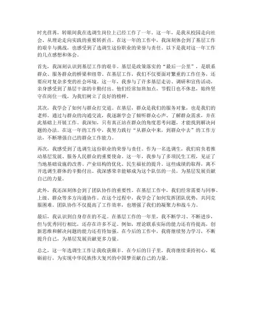 选调生工作一年感想体会