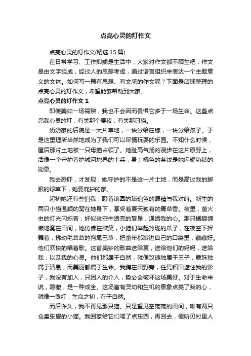 点亮心灵的灯作文
