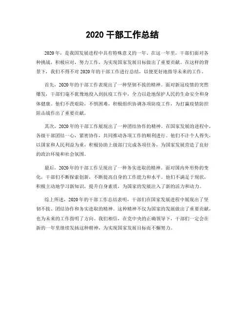 2020干部工作总结