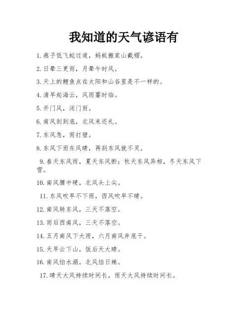 我知道的天气谚语有