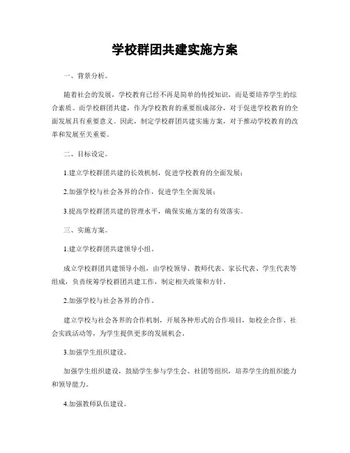 学校群团共建实施方案