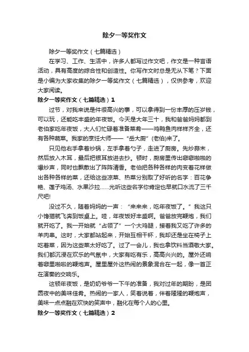 除夕一等奖作文（七篇精选）