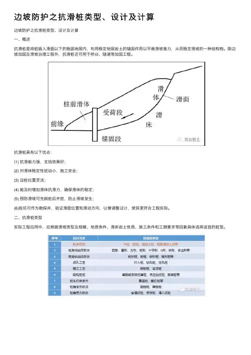 边坡防护之抗滑桩类型、设计及计算