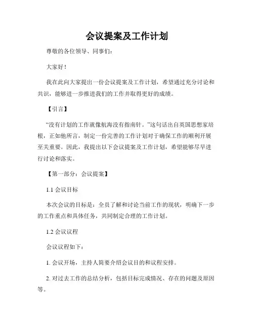 会议提案及工作计划