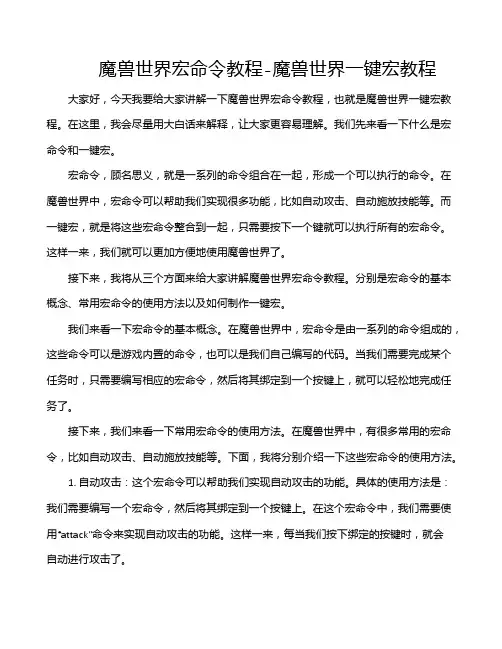魔兽世界宏命令教程-魔兽世界一键宏教程 2