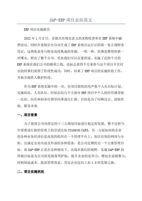SAP-ERP项目总结范文