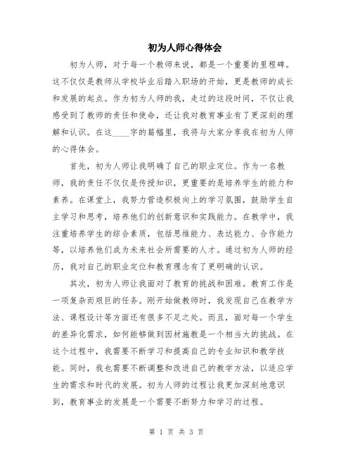 初为人师心得体会