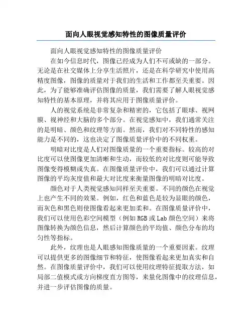 面向人眼视觉感知特性的图像质量评价