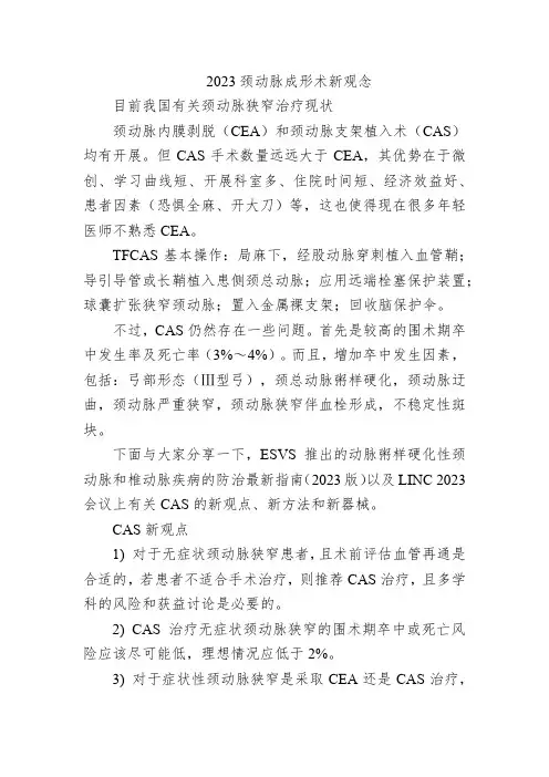 2023颈动脉成形术新观念