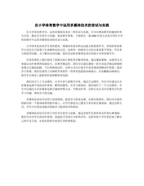 在小学体育教学中运用多媒体技术的尝试与实践