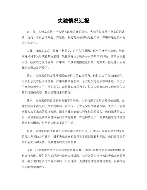 失独情况汇报