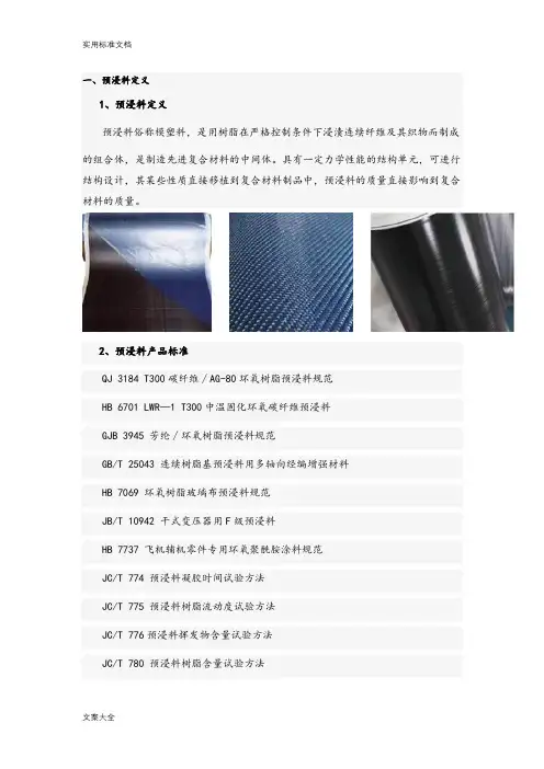 预浸料性能及应用案例