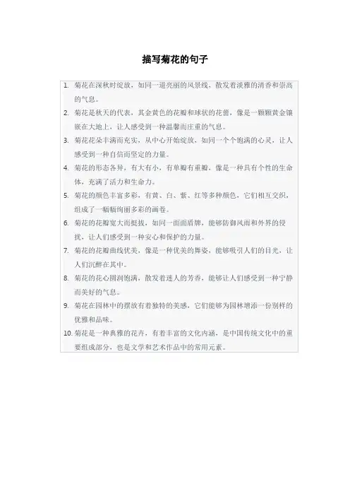描写菊花的句子