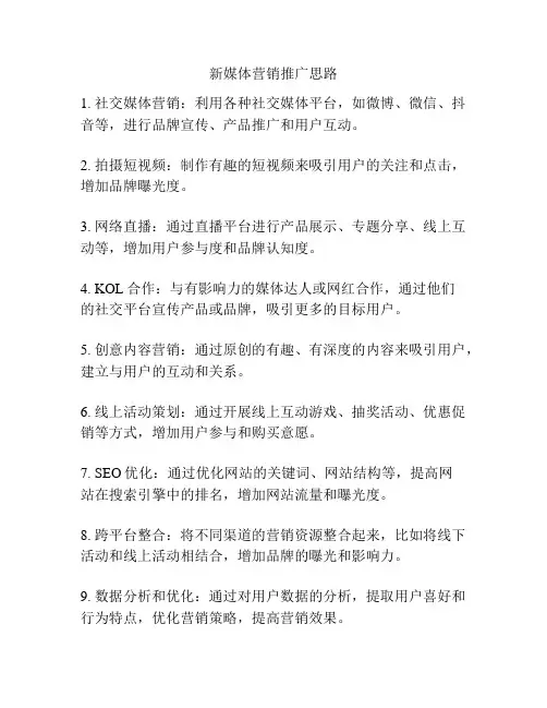 新媒体营销推广思路