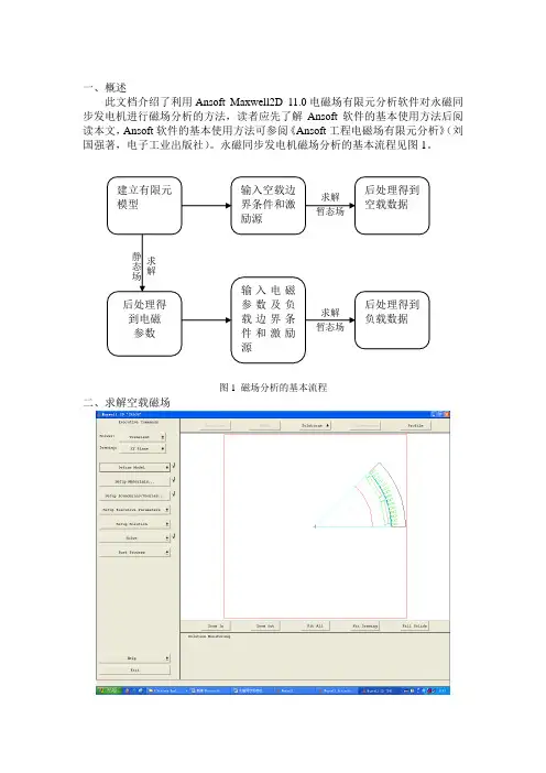 Ansoft 有限元分析软件对永磁同步发电机进行磁场分析
