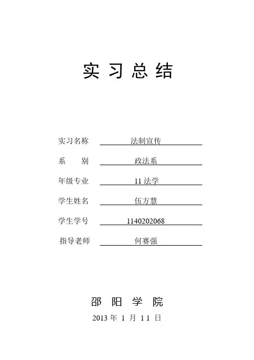 法制宣传实习总结