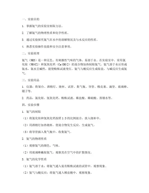 氨气综合实验报告