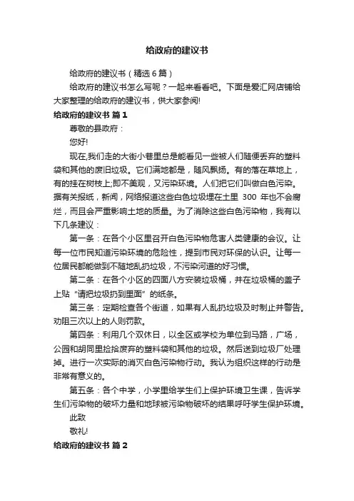 给政府的建议书