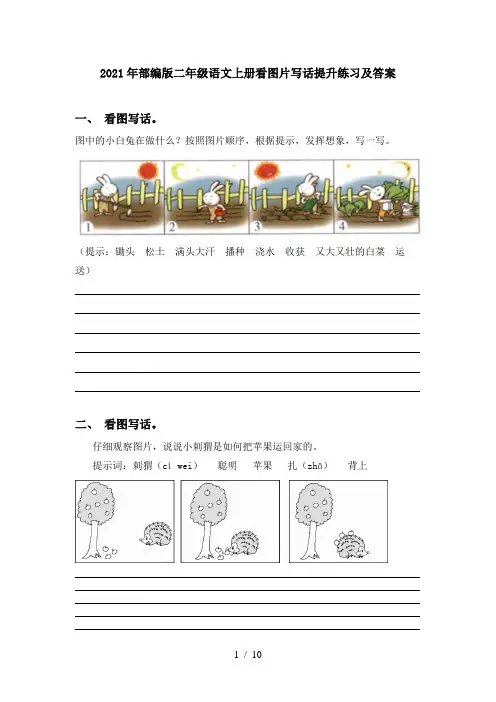 2021年部编版二年级语文上册看图片写话提升练习及答案