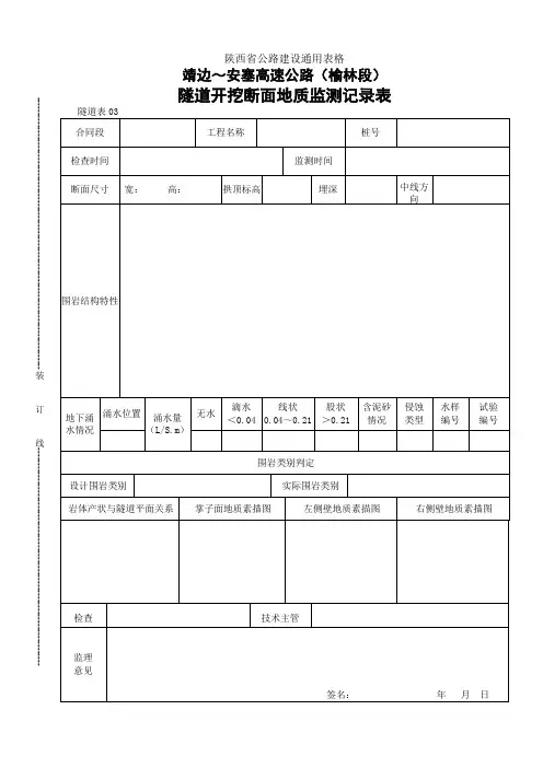03    隧道开挖断面地质监测记录表