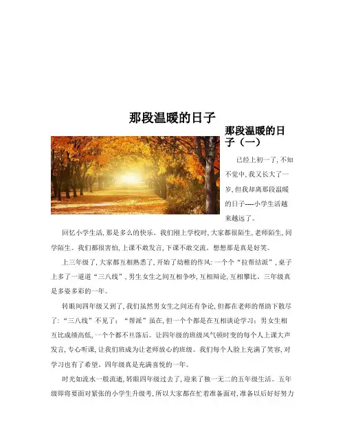 那段温暖的日子(共10篇)