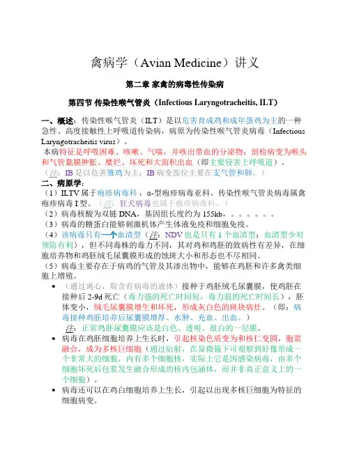 禽病学讲义-第二章 家禽的病毒性传染病(4-传染性喉气管炎)