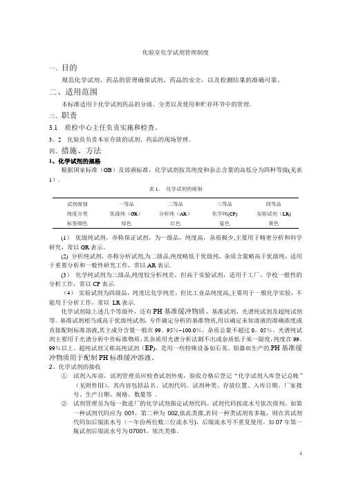 化学试剂管理制度