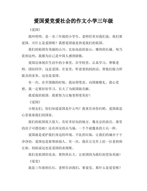 爱国爱党爱社会的作文小学三年级