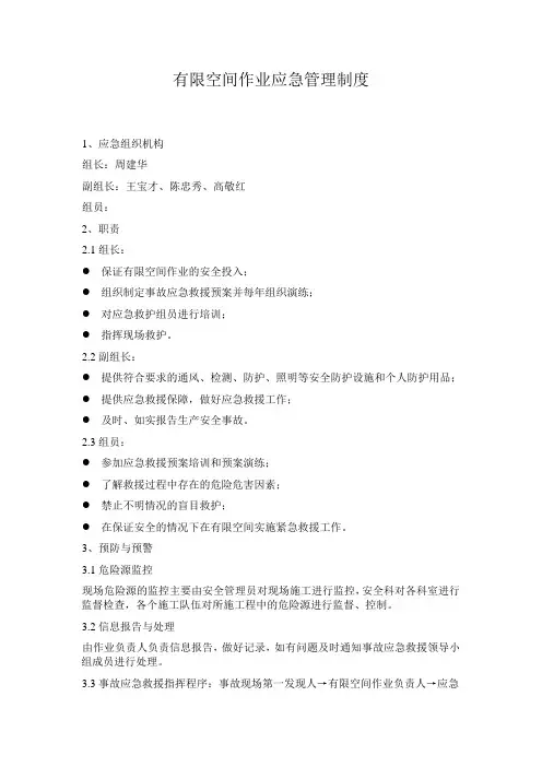 有限空间作业应急管理制度