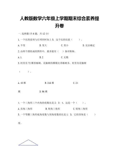 人教版数学六年级上学期期末综合素养提升卷含答案(a卷)