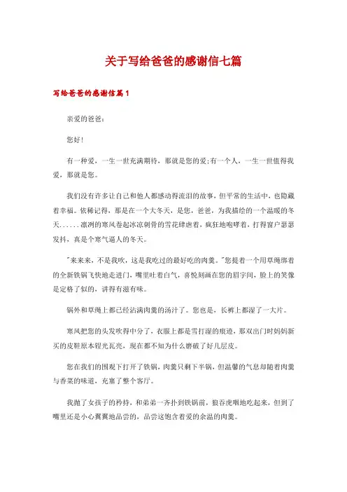 关于写给爸爸的感谢信七篇