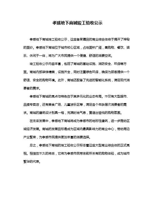 孝感地下商城竣工验收公示