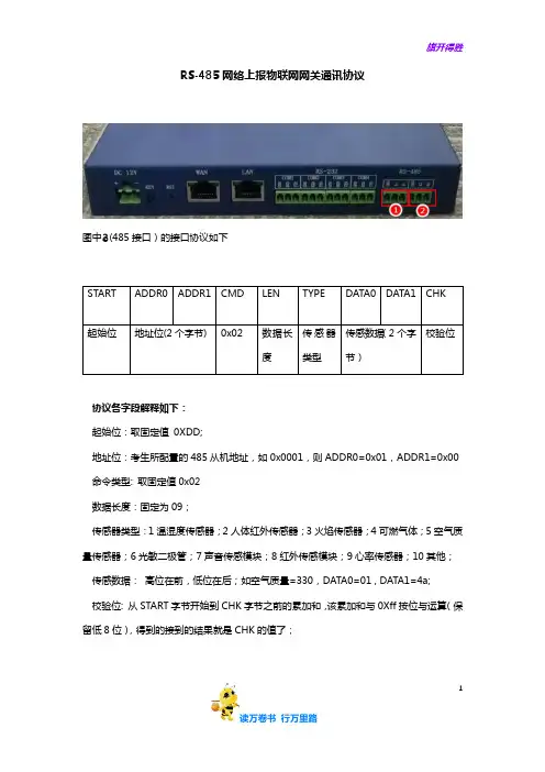 RS-485网络上报物联网网关通讯协议
