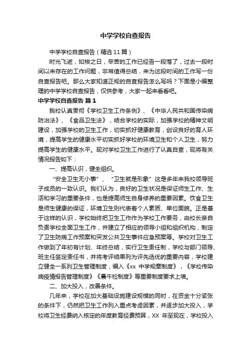 中学学校自查报告（精选11篇）